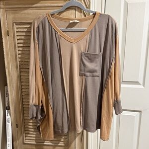 ANDREE BY UNIT Multicolor V-Neck Long Sleeve Top